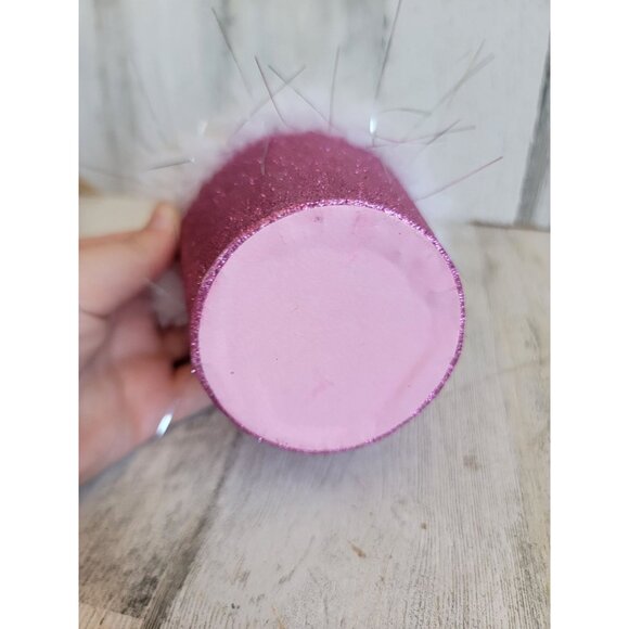 Miniature pink glitter poofy bucket pail home decor - Picture 6 of 7